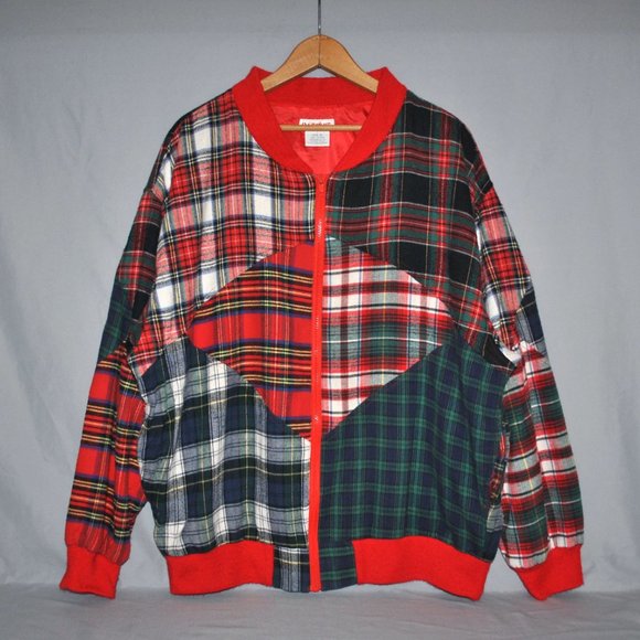 Vintage Patchit Tartan Plaid Patchwork Jacket Size XL - Picture 3 of 8